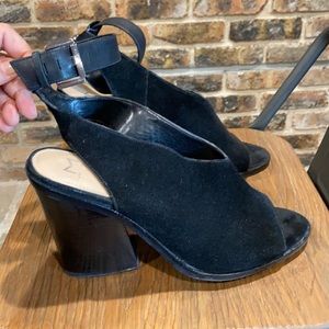 Marc Fisher Black Suede Block Heel Sandal